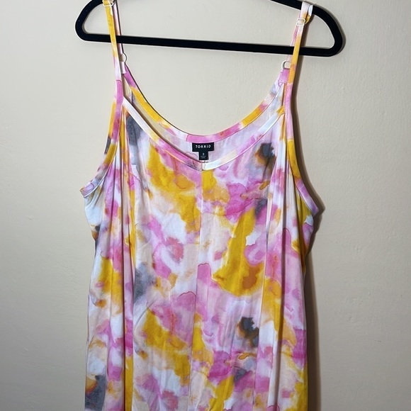 Torrid size 3 MULTI WATERCOLOR TIE-DYE CHALLIS TRAPEZE MAXI DRESS - Picture 10 of 15